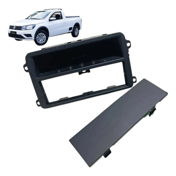 Moldura Console Central Rádio Volkswagen Saveiro 2017/2023 Preto