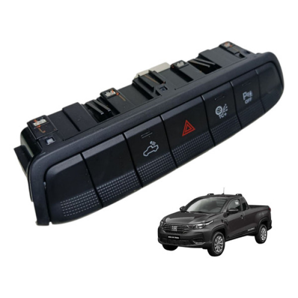 Botão Comando Pisca Alerta Fiat Strada 2021 2022 2023 2024 Preto