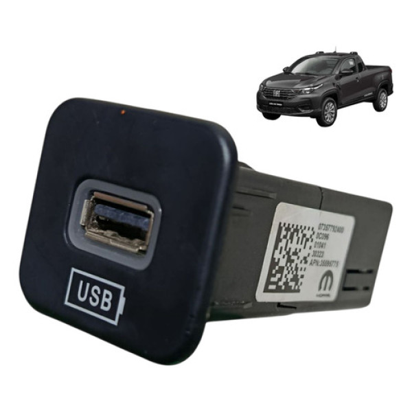 Tomada Auxiliar Usb Fiat Strada Toro 2021 2022 2023 2024 Preto