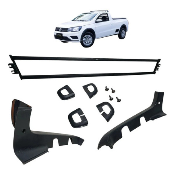 Kit Grade Protetora Vidro Vigia Volkswagen Saveiro 2018/2023 Preto