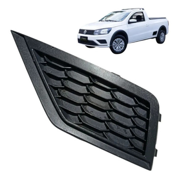 Grade Moldura Milha Volkswagen Saveiro Rebolt 2017/2023 Preto Esquerdo